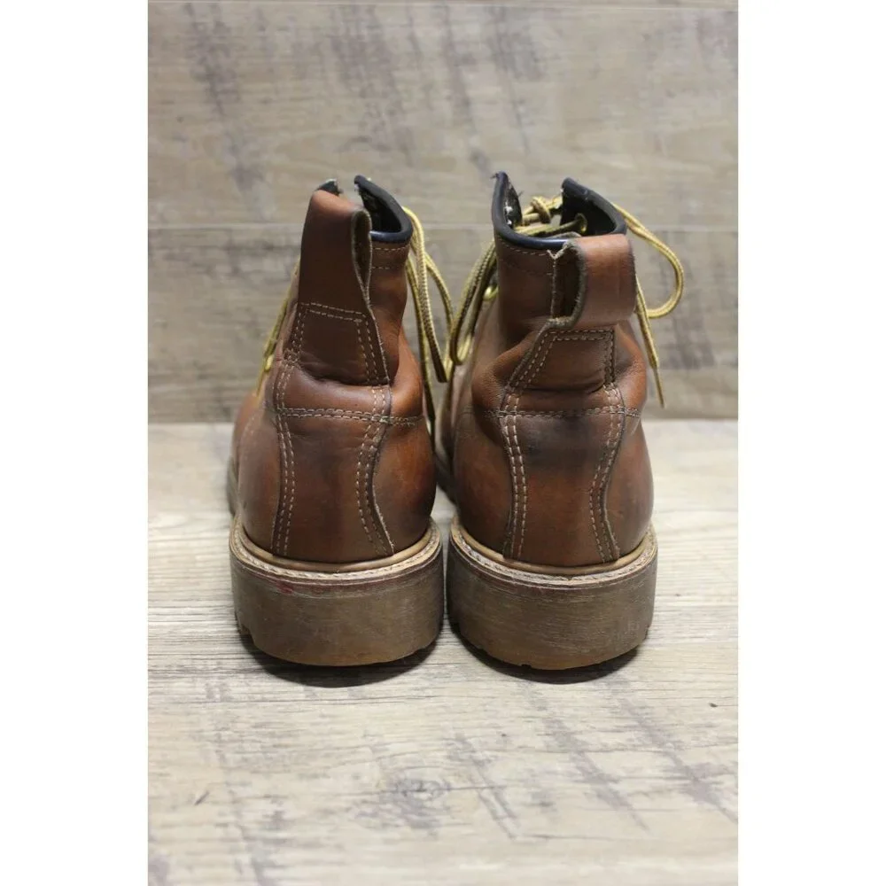 Safety and Supply co vintage men's brown leather‎ moc toe 7 eye work boots 6-6.5